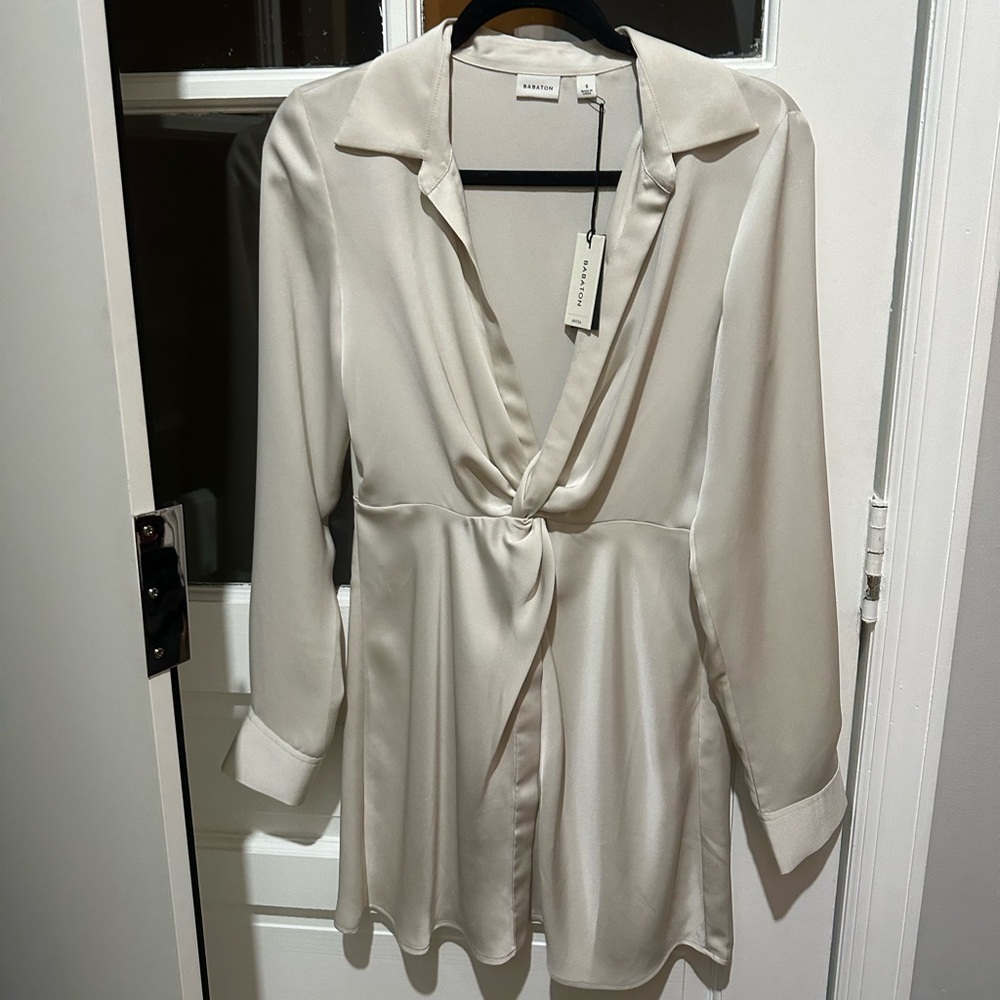 ARITZIA Babaton Cream Satin Dress